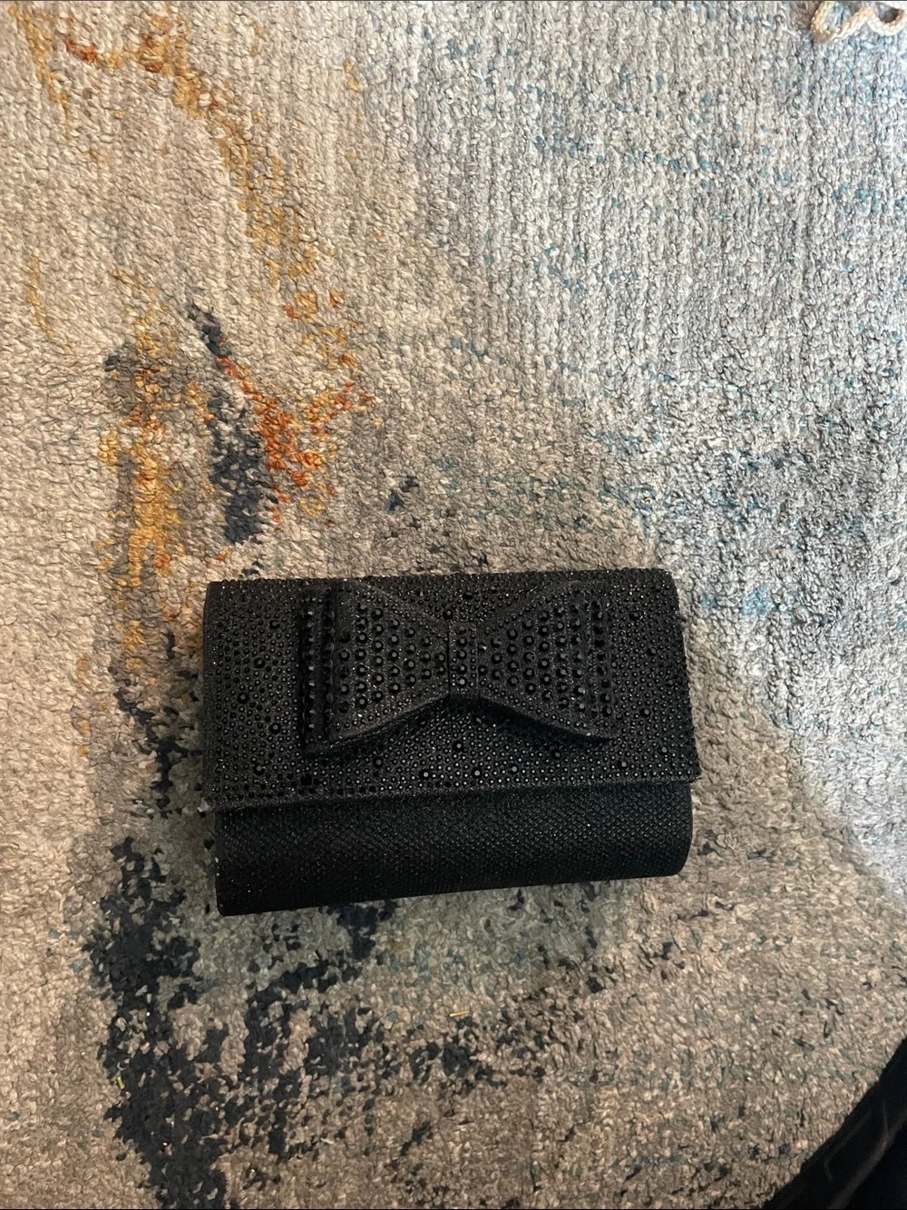 INC International Concepts Black Beaded Bow Clutch